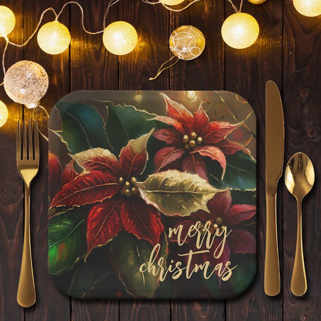 Plato De Papel Navidades de Poinsettias (Subido por el creador)