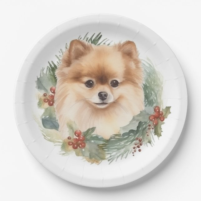 Plato De Papel Navidades de Pomerania Usaban elogios festivos (Anverso)
