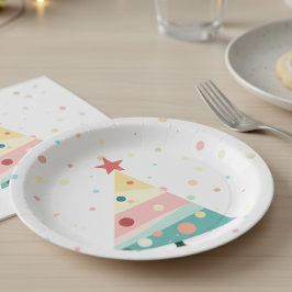 Plato De Papel Navidades de Punto del Pastel Polka Moderno y capr