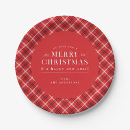 Plato De Papel Navidades de Red Holiday Plaid