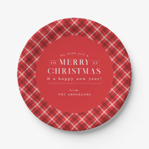 Plato De Papel Navidades de Red Holiday Plaid