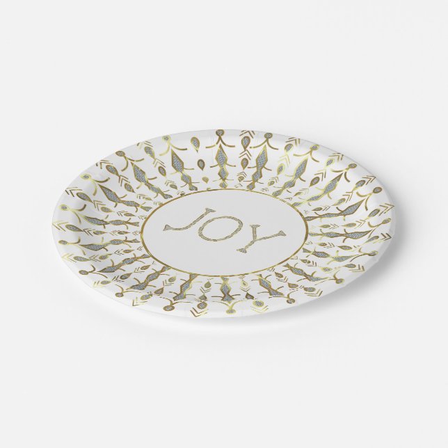 Plato De Papel Navidades de resumen de Purpurina blanco hacen cop (Angular)