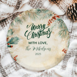 Plato De Papel Navidades de Rustic Holly y Pine