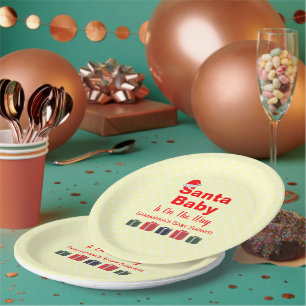 Plato De Papel Navidades de Santa Bebé Baby Shower