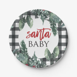 Plato De Papel Navidades de Santa Bebé Baby Shower