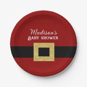 Plato De Papel Navidades de Santa Bebé Baby Shower