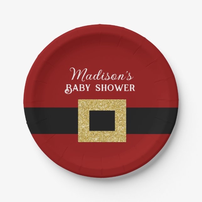 Plato De Papel Navidades de Santa Bebé Baby Shower (Anverso)