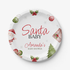 Plato De Papel Navidades de Santa Bebé Baby Shower