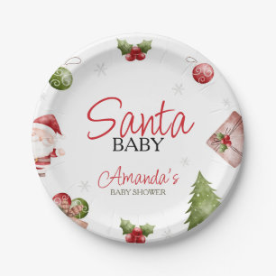 Plato De Papel Navidades de Santa Bebé Baby Shower