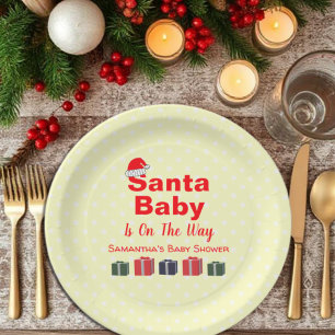 Plato De Papel Navidades de Santa Bebé Baby Shower