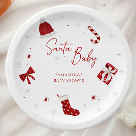 Plato De Papel Navidades de Santa Bebé Baby Shower