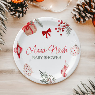 Plato De Papel Navidades de Santa Bebé Baby Shower
