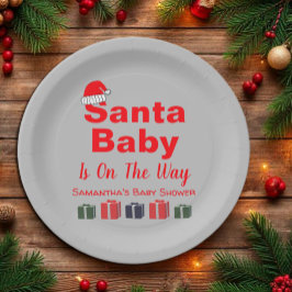 Plato De Papel Navidades de Santa Bebé Baby Shower