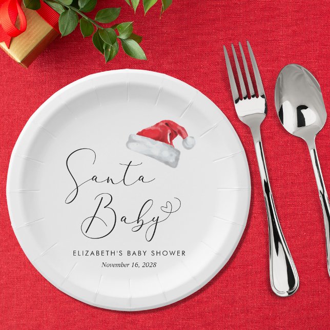 Plato De Papel Navidades de Santa Bebé Baby Shower (Subido por el creador)