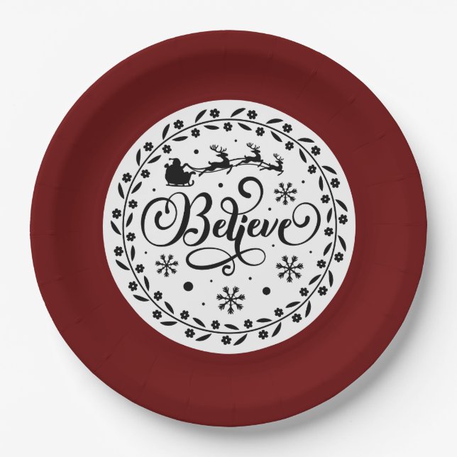 Plato De Papel Navidades de Santa Claus Flying Sleigh (Anverso)