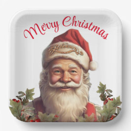 Plato De Papel Navidades de Santa Claus Saint Nicholas
