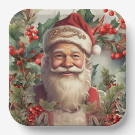 Plato De Papel Navidades de Santa Claus Saint Nicholas