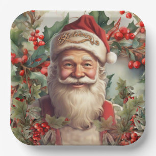 Plato De Papel Navidades de Santa Claus Saint Nicholas