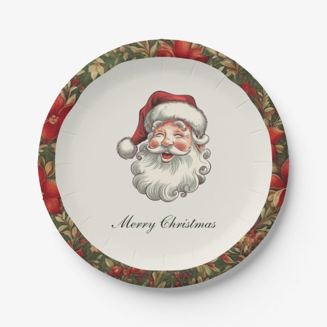 Plato De Papel Navidades de Santa Claus tradicionales (Anverso)