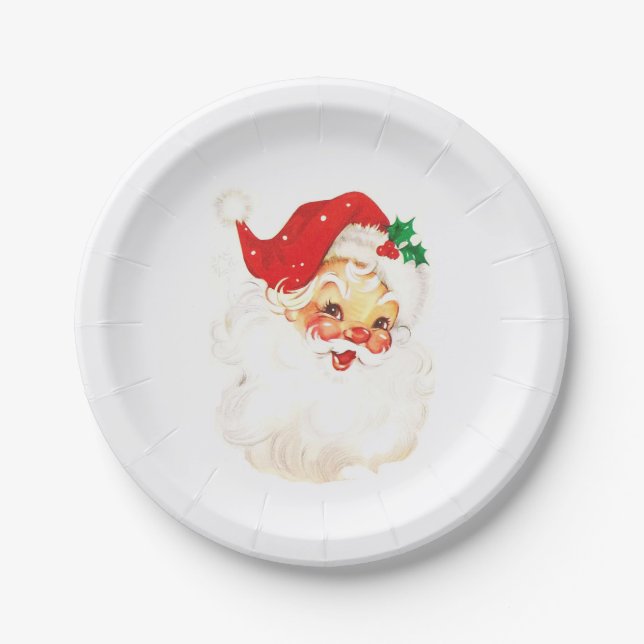 Plato De Papel Navidades de Santa Claus, una cita simple (Anverso)