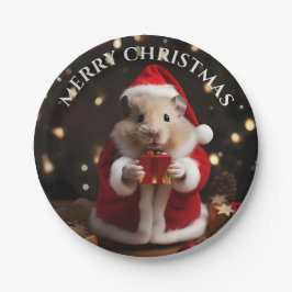 Plato De Papel Navidades de Santa Hamster