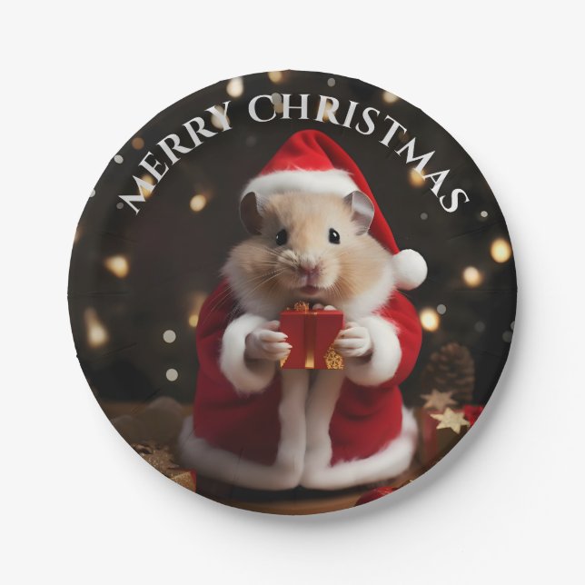 Plato De Papel Navidades de Santa Hamster