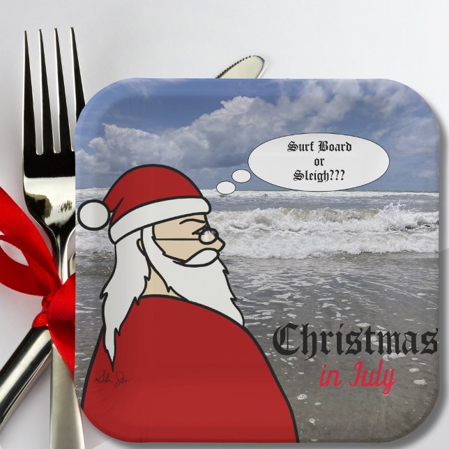 Plato De Papel Navidades de Santa Surf de julio (Subido por el creador)