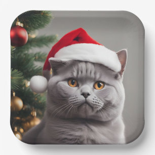Plato De Papel Navidades de Shorthair del Reino Unido