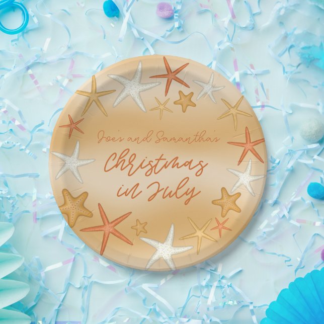 Plato De Papel Navidades de Starfish en julio (Starfish Christmas in July Paper Plates)