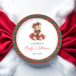 Plato De Papel Navidades de Teddy Bear Chica Baby Shower