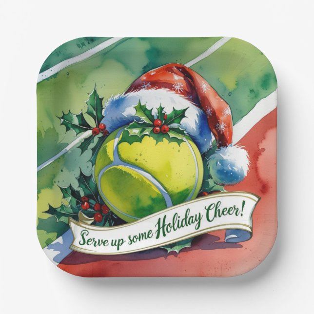 Plato De Papel Navidades de tenis Baloncesto festivo (Anverso)