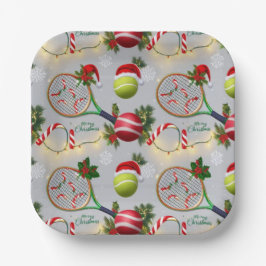 Plato De Papel Navidades de tenis Racquets y bolas festivas