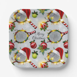 Plato De Papel Navidades de tenis Racquets y bolas festivas