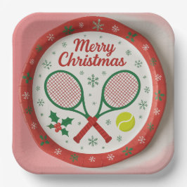 Plato De Papel Navidades de tenis Racquets y bolas festivas