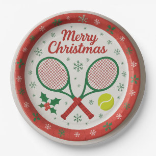Plato De Papel Navidades de tenis Racquets y bolas festivas