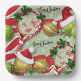Plato De Papel Navidades de tenis Racquets y bolas festivas
