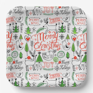 Plato De Papel Navidades de tipografía