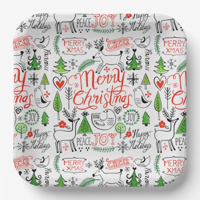 Plato De Papel Navidades de tipografía (Anverso)