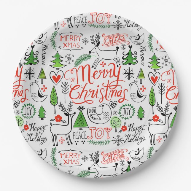 Plato De Papel Navidades de tipografía (Anverso)