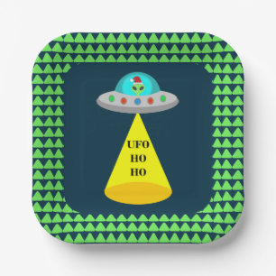 Plato De Papel Navidades de UFO Ho Ho Alien volador