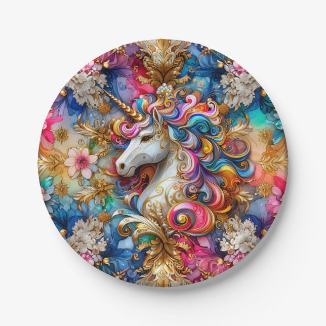 Plato De Papel Navidades DE UNICORN ~ Cute ~ (Anverso)