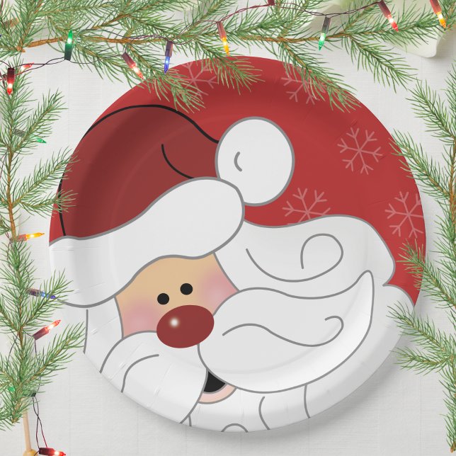 Plato De Papel Navidades de vacaciones de Cute Santa Claus (Cute Santa Claus Christmas Paper Plate)