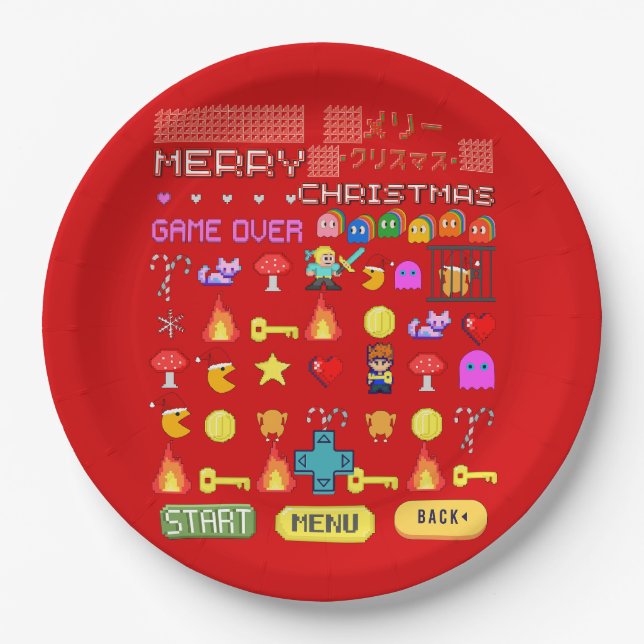 Plato De Papel Navidades de vacaciones de Mikitiez videogame cute (Anverso)