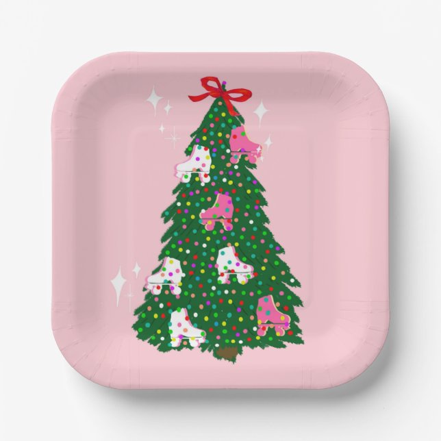 Plato De Papel Navidades de vacaciones patinando navidades patina (Anverso)