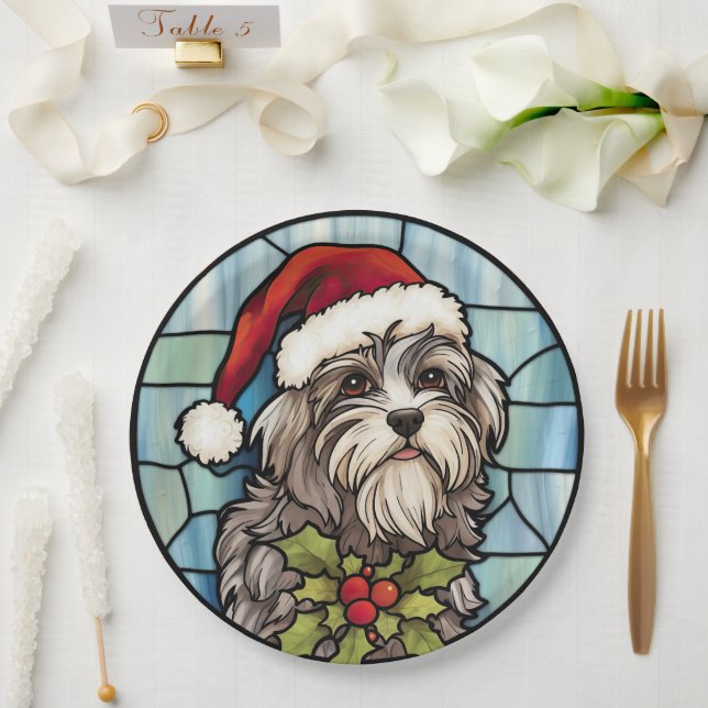 Plato De Papel Navidades de vidrio templado de Havanese (Boda)