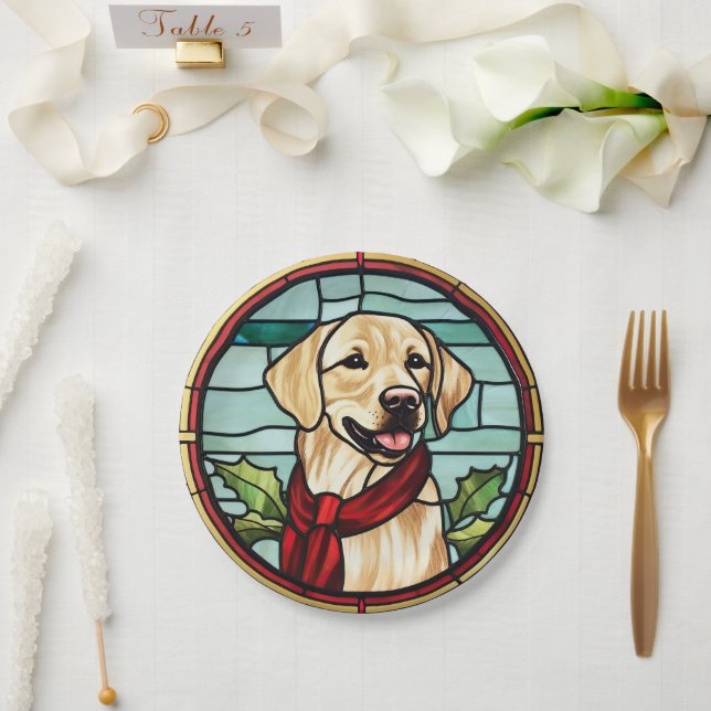 Plato De Papel Navidades de vidrio templado de Labrador (Boda)