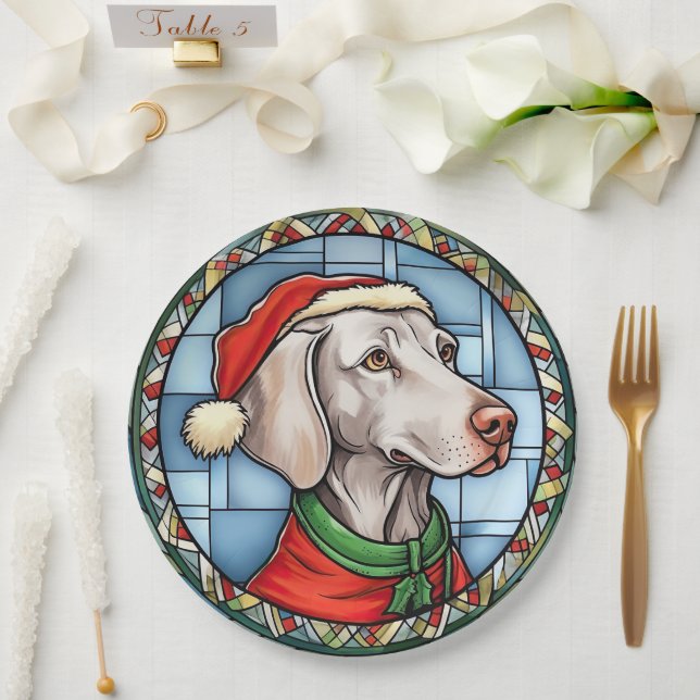 Plato De Papel Navidades de vidrio Weimaraner Stainers (Boda)