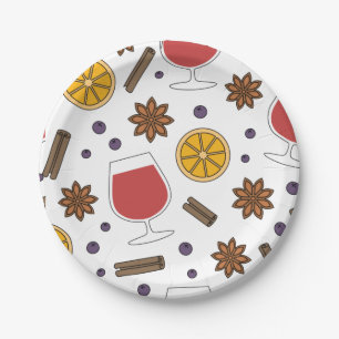 Plato De Papel Navidades de vino con especias