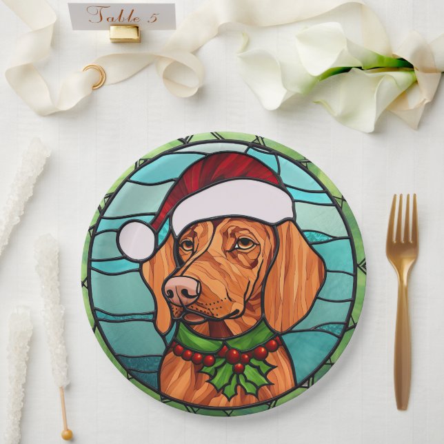 Plato De Papel Navidades de Vizsla Sained Glass (Boda)
