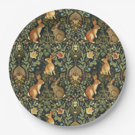 Plato De Papel Navidades de William Morris Woodland Floral Rabbit